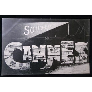 Souvenir de Cannes France French Beaches Multi-View Early 1990s Vintage Postcard